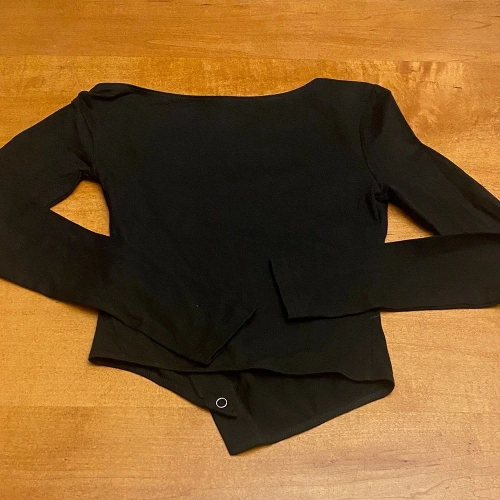 Princess Polly Black Asymmetrical Long Sleeve Top